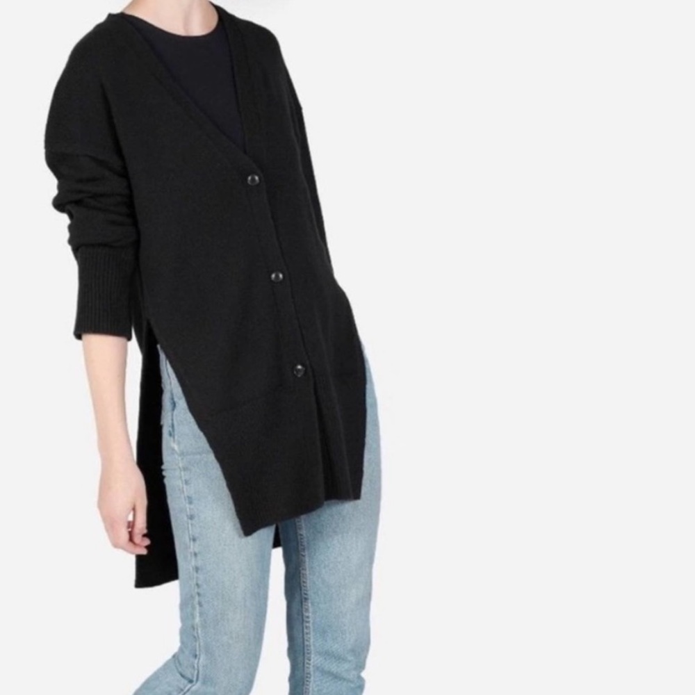 Everlane Wool & Cashmere Blend Chunky Knit Cardigan Black Size X-Small